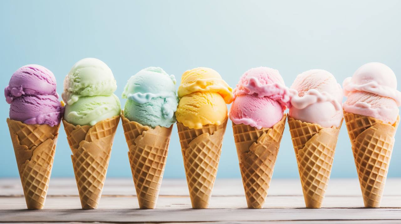 Coni gelato di diversi gusti